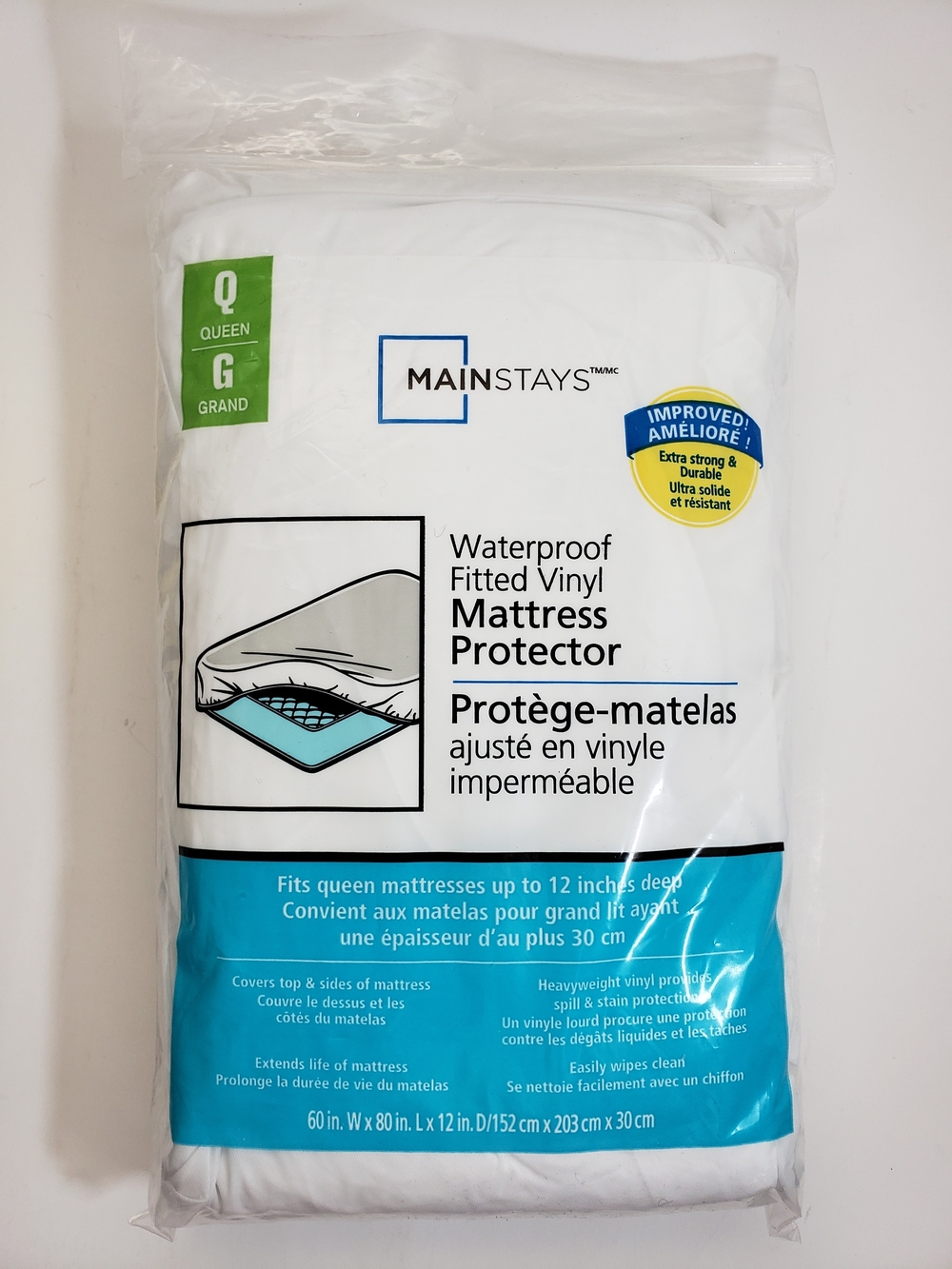 Mainstays Queen Waterproof Fitted Vinyl Mattress Protector